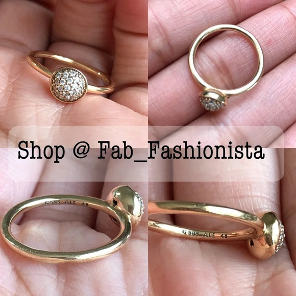 Pandora 14k yellow gold diamond statement Ring - Picture 8 of 8